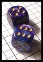 Dice : Dice - 6D Pipped - Blue Chessex Lustrous Purple with Gold - Toad and Troll Dec 2010